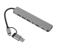 BESPORTBLE 7 in 1 USB Hub Multi-port Adapter USB Port Hub with Abs Material Plug and Play Functionality, Connect Multiple Devices Easily for Laptop and Computer Use