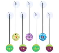 BESPORTBLE 7 Pieces Reptile Bell Balls Set with Suction Cup, Wear-resistant Replaceable Bearded Dragon and Lizard for Small Crawling Pets, Colorful and Crystal Balls for Random Color