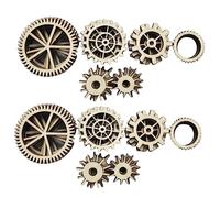 BESPORTBLE 72pcs Wooden Gear Pendants for Wall Decoration Handmade Smooth Surface Wood Slices in Various Creative Gearwheel Design for Home Bar Outdoor DIY Crafts and Ornaments