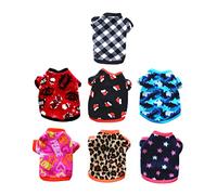 BESPORTBLE 7pcs Dog Clothes Fleece Warm Costume for Pets Includes Leopard Print Stars Christmas More for Cold Weather Activities