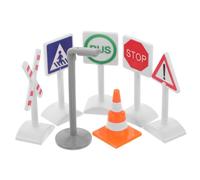 BESPORTBLE 7pcs Educational Street Signs Playset for Safe Miniature Traffic for Creative Play and Family Engagement for Car Garage and Train Model Scenarios