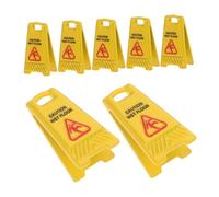 BESPORTBLE 7pcs Miniature Wet Floor Warning Signs Realistic Dollhouse Safety Caution Notices Portable Lightweight for Fairy Garden Dioramas Educational