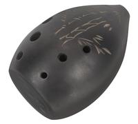 BESPORTBLE 8-holes Ceramic Ocarina for Beginners Easy to Play Design and Good Tone Quality, Portable Black Clay and Straw Instrument for Christmas Learning and Practice