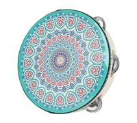 BESPORTBLE 8-inch Green Heart Handheld Tambourine Drum Percussion Instrument Single Row Jingles for Children and Adults Traditional Uyghur Style Music Instrument