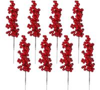 BESPORTBLE 8 Pcs Christmas Red Berries Stems, 7.8inch Artificial Red Berry Picks Holly Branches Ornaments Decorations for Christmas Tree Wreath Crafts Xmas DIY Wedding Holiday Winter Home Decor