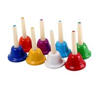 BESPORTBLE 8Pcs Colorful Clear Sound Handbells Multi Purpose Percussion Instruments for Kindergarten Educational Teaching for Students Lightweight Sturdy