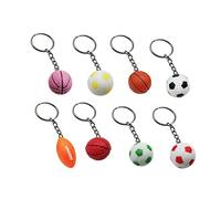 BESPORTBLE 8pcs Creative Ball Shape Keychains PVC Durable Bag Pendant Key Ring Decoration Favors for Friends Includes Football Basketball Rugby Red Pink Green Yellow Balls