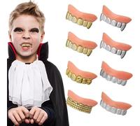 BESPORTBLE 8pcs Halloween Props Fake Zombie Teeth Realistic False Fangs for Costume Parties Scary Dress Up Accessory for Friends and Family