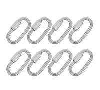 BESPORTBLE 8pcs M6 Stainless Steel Quick Link Chain Connector with Screw Lock Carabiner, Oval Shape, Weather-resistant Durability and User-friendly Design, Suitable for Outdoor Routines