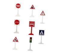 BESPORTBLE 8pcs Mini Traffic Sign Set for Boys and Girls DIY Simulation Road Indicators and Roadblocks for Sand Table and Kindergarten Teaching Aids