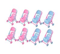 BESPORTBLE 8pcs Miniature Doll Stroller Realistic Folding Pram for Dollhouse Role Play Creative Pretend Play Accessories for Little