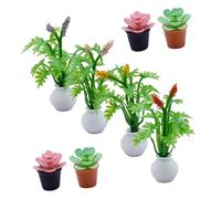 BESPORTBLE 8PCS Miniature Dollhouse Plants Realistic Faux Potted Succulents in Pink Red Purple Yellow Green No-maintenance Mini Bonsai Decor for Fairy Garden DIY Craft Accessories Year-round