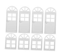 BESPORTBLE 8pcs Miniature Dollhouse Window and Door Frames White Plastic DIY Building Mini House Accessories for Crafts and Model Town Decoration