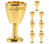 Besportble 8Pcs Miniature Dollhouse Wine Goblets Vintage Embossed Metal Mini Cups for Doll Kitchen Decor Tiny Drink Goblet Set for Doll Parties and Collectors
