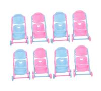 BESPORTBLE 8pcs Miniature Folding Stroller for Role Play Realistic Plastic Doll Push Pram Accessories for Dollhouse Pretend Play Portable