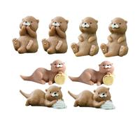 BESPORTBLE 8pcs Miniature Otter Figurines Small Animal Statue for Home Office Garden Decor Micro Landscape DIY Craft Accessories