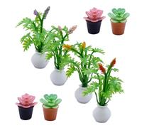 BESPORTBLE 8PCS Miniature Potted Plants for Dollhouse Tiny Artificial Succulent Flowers with No-maintenance Greenery Space-saving Mini Bonsai Ornaments for Dollhouse Landscape Decor and Tiny