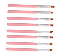 BESPORTBLE 8pcs Nail Art Brush Set Pink Manicure Pens Flexible Gel Drawing Tools for French Tips Checkered Waves Bowknot Fishtail Striped Patterns DIY Nail Painting