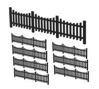 BESPORTBLE 8Pcs Scale Plastic Picket Fencing for DIY Micro Landscapes Bonsai Accessories Black Color for Model Building and Architectural Scenes
