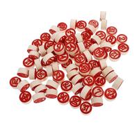BESPORTBLE 90Pcs Wooden Number Chess Pieces Set Double-Sided Red Round Game Markers 1.8X0.9Cm for Family Board Games, Bingo, and Party Number Chess Replacement Pieces