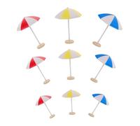 BESPORTBLE 9pcs Mini Decorative Beach Umbrellas Small Plastic Parasol for Dollhouse Miniature Garden Craft Projects and Bonsai Tabletop Displays in Red Yellow Blue