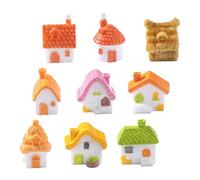 BESPORTBLE 9pcs Miniature Cottage House Resin Figurines with Thatched Roof and Chimney Micro Landscape Decor for Dollhouses Fairy Gardens Succulent Planters DIY Creative Display