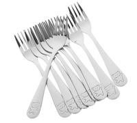 BESPORTBLE 9Pcs Stainless Steel Feeding Forks Long Handle Salad and Dessert Forks Fun Cartoon Bear Design for Home Parties and Outdoor Dining