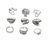 BESPORTBLE 9pcs Vintage Alloy Animal Rings Set Open Finger Decorations for Men and Women Durable Comfortable Finger Jewelry for Daily Wear Special Occasions