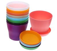 BESPORTBLE 9sets Colorful Plant Pot Set with Saucers Small Round Plastic Planters for Orchids and Flowers Durable with Drainage for Indoor and Outdoor Use