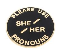 BESPORTBLE Accessory Unique Pairing and Fashion Versatile Setting Workplace Pronoun Pin Gender Badge Alloy Circular Brooch with Fine Craftsmanship Design