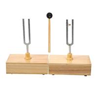 BESPORTBLE Acoustic Tuning Fork with Hammer and Wooden Base for Physics Experiment Resonance Tool for Musical Instrument Tuning and Sound Therapy Practice