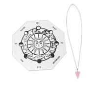 BESPORTBLE Acrylic Astrology Board with Carved Pattern and Crystal Pendulum Desktop Divination Plate for Home Decoration Smooth Surface Compact Mystical Ornament for Ambient Atmosphere