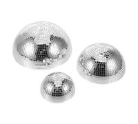 BESPORTBLE Adhesive Half Disco Ball Mirror 3Pcs Glass Hemispheres 7.68, 5.91, 3.86 Inch Silver Wall Hanging for New Year and Themed Party Decorations