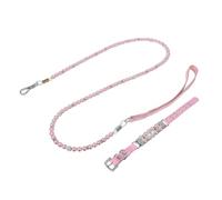 BESPORTBLE Adjustable Pearl Dog Collar and Leash for Small Breeds Rhinestone Embellished Puppy Traction Rope with Buckle Comfortable Fit for Sensitive Skin Stylish Walking Accessory for