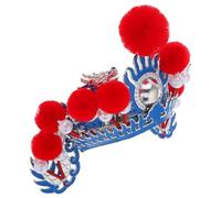 BESPORTBLE Adjustable Peking Opera Performance Hat Traditional Chinese Stage Helmet with Strap for Men and Women Cultural Hanfu Accessories Blue Hat with Red Pom Pom Secure Fit for Theatrical