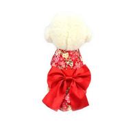 BESPORTBLE Adjustable Small Dog Vest Harness with Cotton and Linen Material, Beautiful Pattern and Big Bowknot Design, for Walking and Stopping Dogs from Running the Road