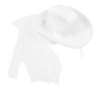 BESPORTBLE Adjustable Veil Hat for Women White Cowboy Hat with Veil for Cosplay Parties Festivals Lightweight Comfortable Design Party Favor for