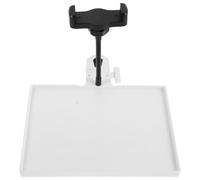 BESPORTBLE Adjustable White Abs Mic Stand Clamp Tray with Integrated Phone and Microphone Holders, Efficient Cable Management, and Accessory Shelf for Live Streaming and Online Teaching