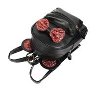 BESPORTBLE Adorable Bowknot Mini Backpack for Women, Black | Polyester and Pu Blend, Sequin Bow with Mouse Ears Decor, Large Opening Zipper, Day Trips and Short Travel