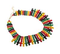 BESPORTBLE African Style Handmade Wooden Beaded Necklace, Multi Layer | Colorful Woven Design, Adjustable Fit, Lightweight Wear, for Festivals and Cultural Events, Women