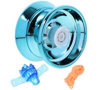 BESPORTBLE Alloy Beginner Yo-Yo with String, Blue Unresponsive Yoyo Ball for Outdoor Play, Small Fingertip Yo-Yo for Educational and Trick Use