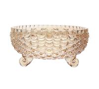 BESPORTBLE Amber Glass Salad Serving Bowl with Three Legs, Large Creative Fish Scale Pattern Kitchen Dessert Bowl for Home Dining and Entertaining