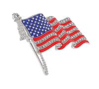 BESPORTBLE American Flag Lapel Pin Alloy Breastpin with Red Rhinestones, Creative Fashion Badge for Hat and Tie, for National Flag Day and Daily Decoration