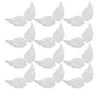 BESPORTBLE Angel Wings for Crafts, 12Pcs Glitter Mini Angel Wings Ornaments Applique Patches for DIY Crafts Sewing Accessories Xmas Holiday Decor Party Favor, Sliver