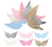 BESPORTBLE Angel Wings for Crafts, 12Pcs Glitter Mini Angel Wings Ornaments Applique Patches for DIY Crafts Sewing Accessories Xmas Holiday Decor Party Favor, Multicolor