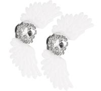 BESPORTBLE Angel Wings Rhinestone Shoe Clips 1 Pair White Crystal Heart Decorative Shoe Buckles for Women Wedding Bridal Embellishments