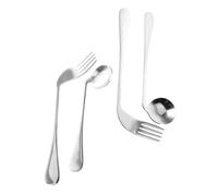 BESPORTBLE Angled Assist Stainless Steel Feeding Utensils for Elderly and Disabled Curved Spoon and Fork Cutlery with Non Slip Handle Ergonomic Self Feeding Aid for Weak Grip and Wrist