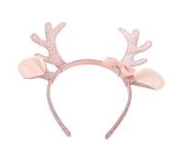 BESPORTBLE Antler Headband Antler Headband Bow Tie Hairband Animal Ears Hair Hoop Holiday Hair Accessories Deer Ears Headwear Elk Horn Hairband Deer Costumes Headpiece Pink Plastic