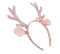 BESPORTBLE Antler Headband Deer Antlers Headband Animal Ears Hair Hoop Bow Tie Hairband Holiday Hair Accessories Reindeer Horn Hairband Christmas Animal Headwear Holiday Headwear Plastic Pink