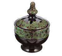 BESPORTBLE Arabian Incense Burner Ceramic Green Frankincense Holder with Hollow Design for Home Office Bedside Aromatherapy